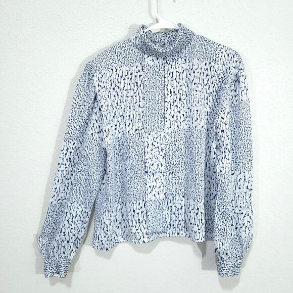 Vintage Blouse Nicola Womens 10 High Neck Semi Sheer Office Business Casual - Picture 2 of 14